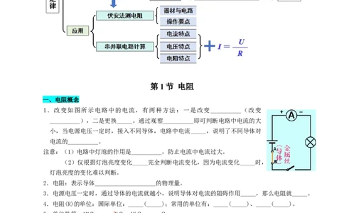 第十四章欧姆定律（知识清单）（挖空版）_9上-初中物理苏科版(4)_05知识清单（齐全）_第十四章欧姆定律（知识清单）物理苏科版2024九年级上册