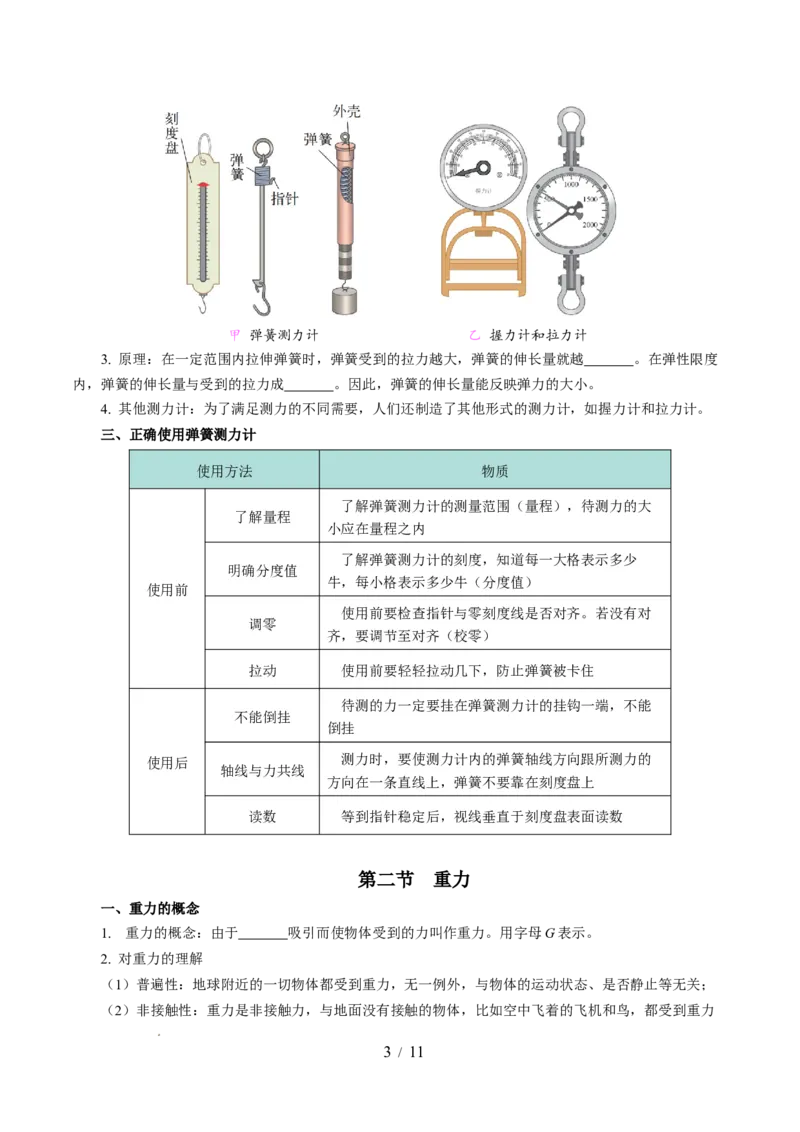 第七章力（知识清单）学生版(1)_8下-初中物理苏科版(4)_04知识清单_第2套_第七章力（单元知识清单）-上好课八年级物理下册同步高效课堂（苏科版2024）