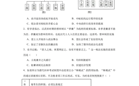 隋唐制度的变化与创新--2023-2024学年高三历史二轮（专题训练）原卷版_07高考历史_2024年新高考资料_2.2024二轮复习_2024届高三历史统编版二轮复习专项训练