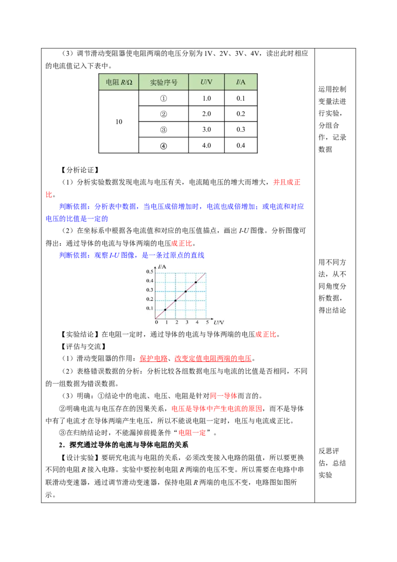 三、欧姆定律（教学设计）物理苏科版2024九年级上册_9上-初中物理苏科版(4)_02课件+教案+分层作业第2套（更新中）_教案（教学设计）_第十四章欧姆定律
