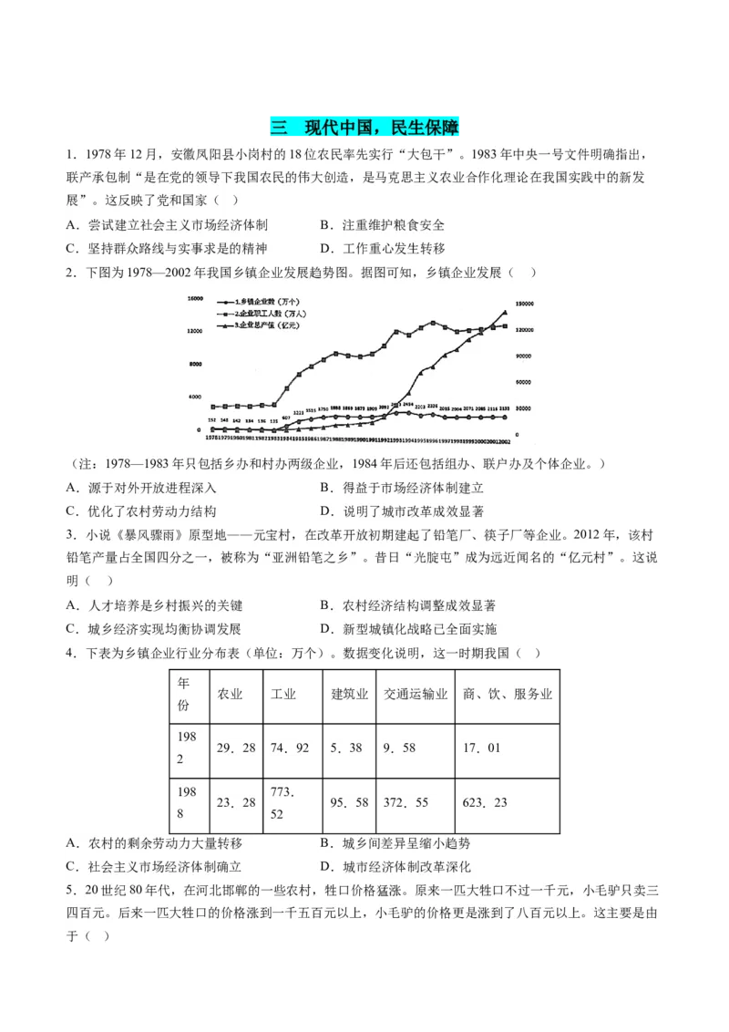 高考热点05关注民生，和谐共生（练习）（原卷版）_07高考历史_2024年新高考资料_2.2024二轮复习_2024年高考历史二轮复习讲练测（新教材新高考）