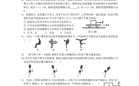 9.1二力平衡第2课时（含答案）_8下-初中物理苏科版(4)_赠送：旧版资料（和新版好多一样，仍具有很大参考价值）_03试卷_同步练习