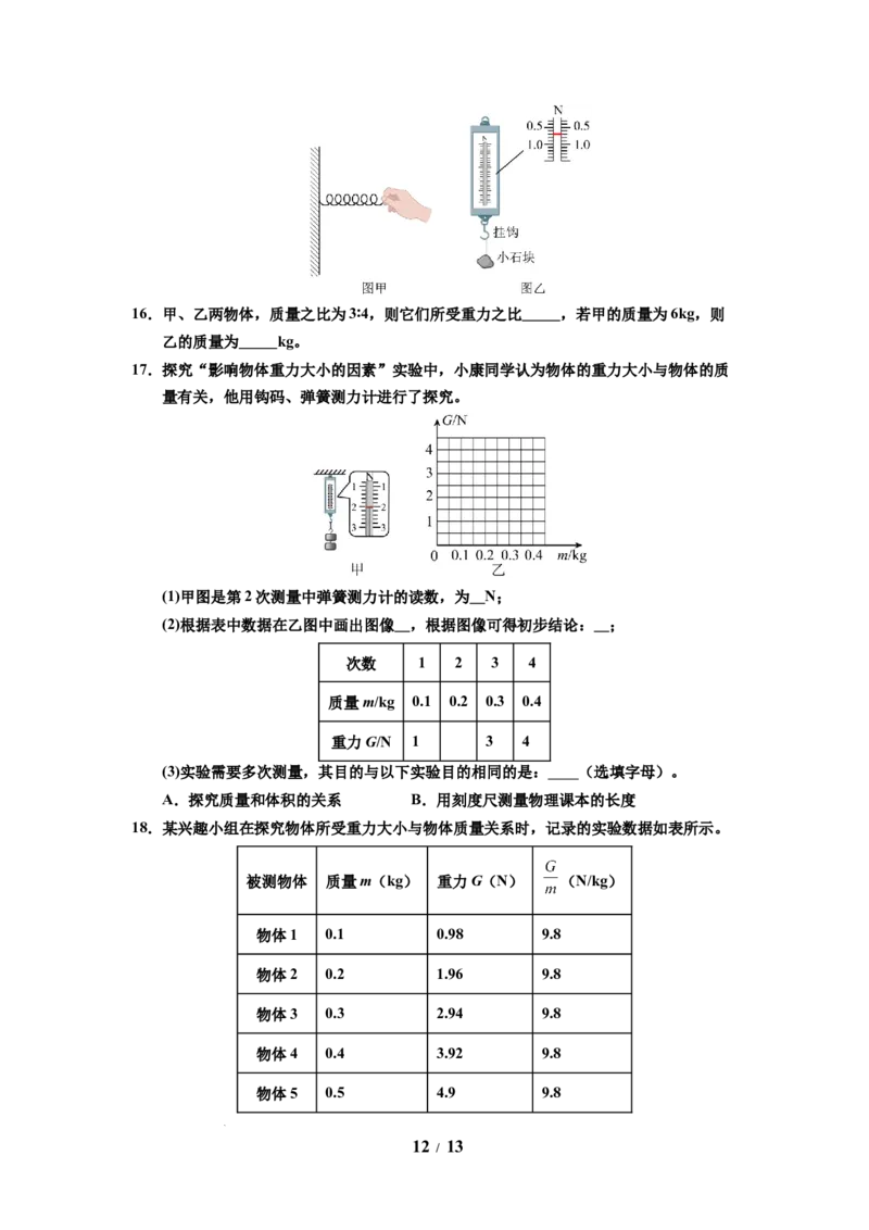 第06讲课时7.2重力力的示意图（学生版）-八年级物理下册同步精品讲义（苏科版2025）_8下-初中物理苏科版(4)_06讲义_学生版文件夹（题目不含答案或解析）目录与教师版一致