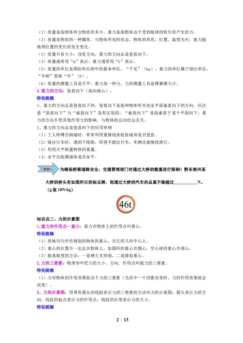 第06讲课时7.2重力力的示意图（学生版）-八年级物理下册同步精品讲义（苏科版2025）_8下-初中物理苏科版(4)_06讲义_学生版文件夹（题目不含答案或解析）目录与教师版一致