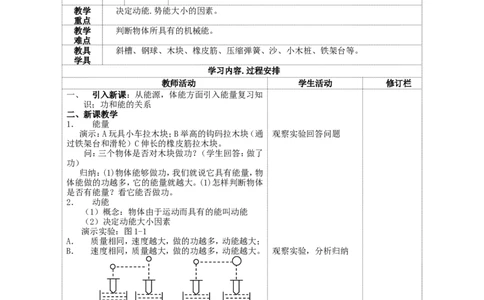 苏科初中物理九上《12.1动能势能机械能》word教案(1)_9上-初中物理苏科版(4)_赠送：旧版资料（和新版好多一样，仍具有很大参考价值）_02教案