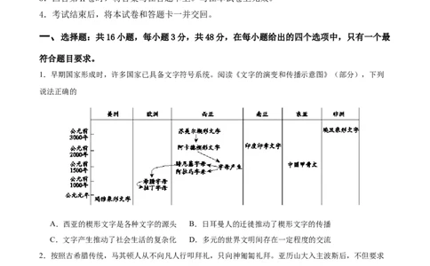 阶段性检测卷07世界史（一）(原卷版)_07高考历史_新高考复习资料_2024年新高考复习资料_一轮复习资料_完2024年高考历史一轮复习考点通关卷（新高考通用）_阶段性检测卷