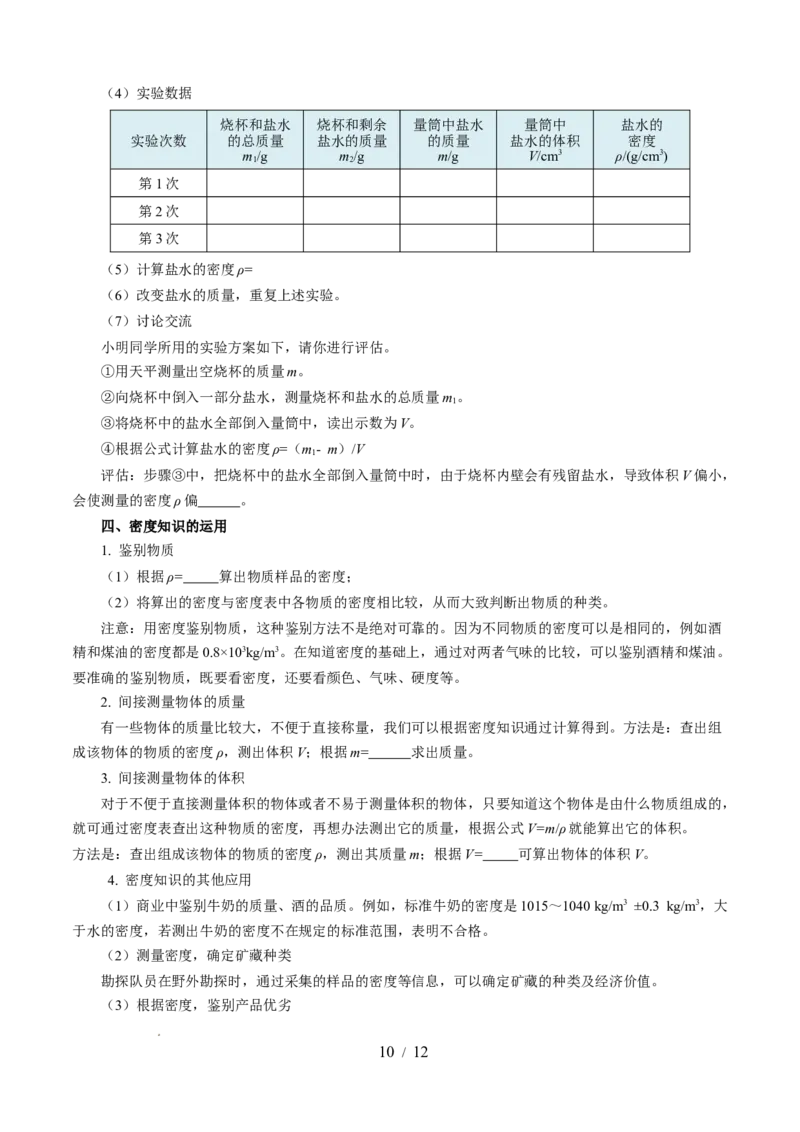 第六章物质的物理属性（知识清单）学生版(1)_8下-初中物理苏科版(4)_04知识清单_第2套