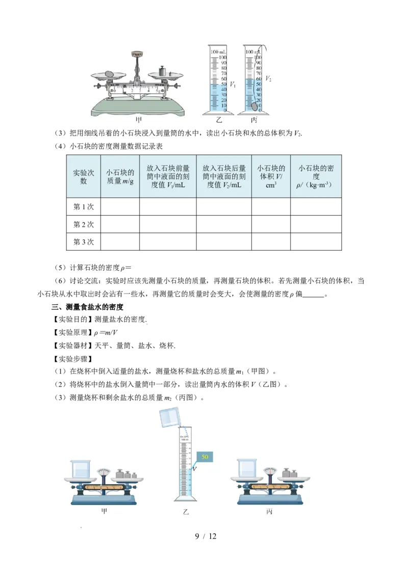 第六章物质的物理属性（知识清单）学生版(1)_8下-初中物理苏科版(4)_04知识清单_第2套