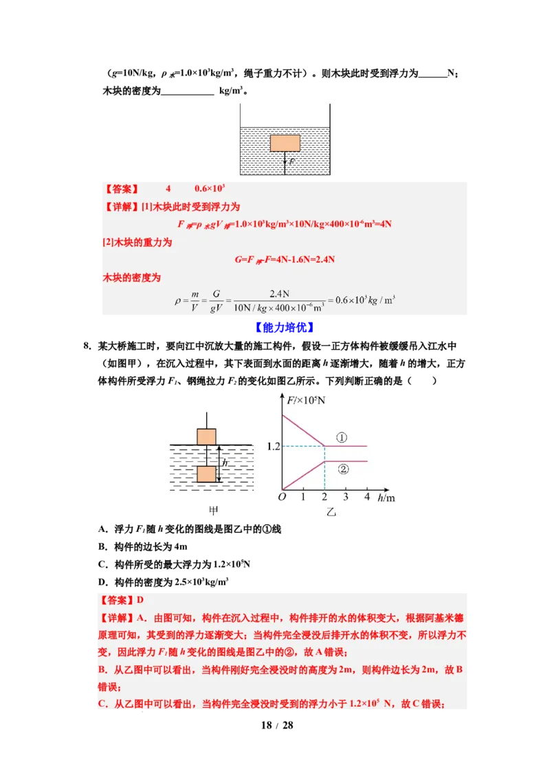 第15讲课时9.4浮力（教师版）-八年级物理下册同步精品讲义（苏科版2025）_8下-初中物理苏科版(4)_06讲义