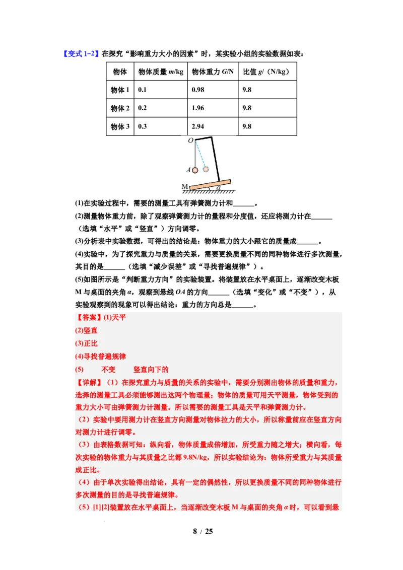 第06讲课时7.2重力力的示意图（教师版）-八年级物理下册同步精品讲义（苏科版2025）_8下-初中物理苏科版(4)_06讲义