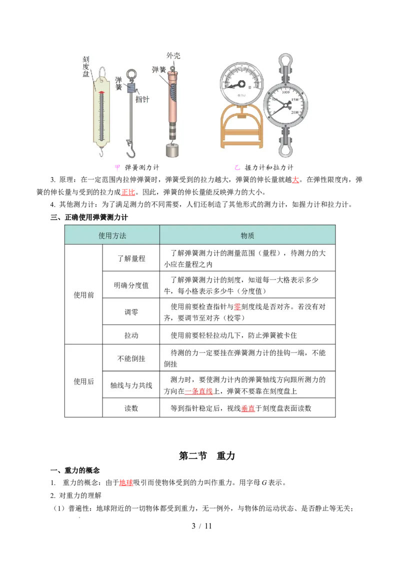 第七章力（知识清单）教师版(1)_8下-初中物理苏科版(4)_04知识清单_第2套_第七章力（单元知识清单）-上好课八年级物理下册同步高效课堂（苏科版2024）
