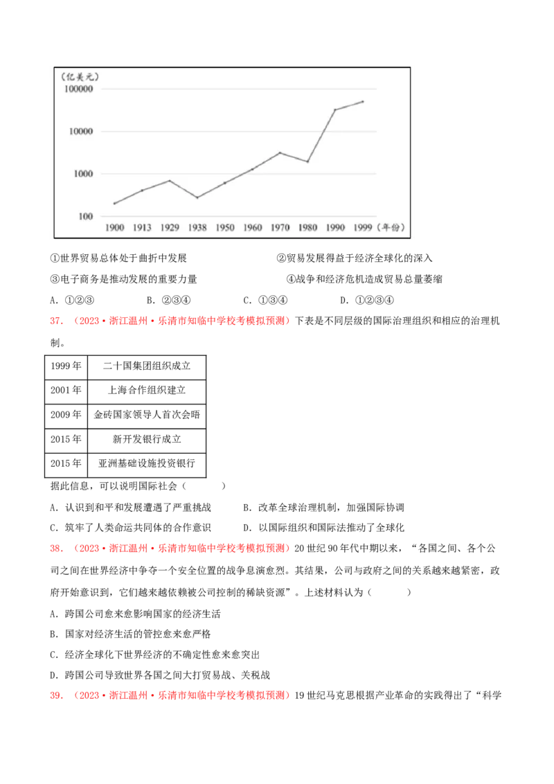 集训11世界现代史100题（1）（原卷版）_07高考历史_2024年新高考资料_3.2024专项复习_备战2024年高考历史专项提分集训900题（统编版）