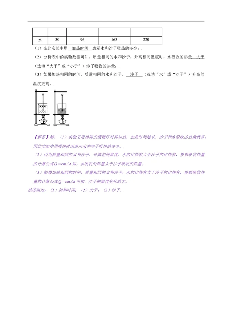 12.3物质的比热容--2021-2022学年九年级物理上册知识点和分类专题练习同步教案（苏科版）-(解析版)_9上-初中物理苏科版(4)_赠送：旧版资料（和新版好多一样，仍具有很大参考价值）