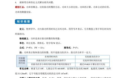 11.4功率--2021-2022学年九年级物理上册知识点和分类专题练习同步教案（苏科版）-(解析版)_9上-初中物理苏科版(4)_赠送：旧版资料（和新版好多一样，仍具有很大参考价值）_03讲义