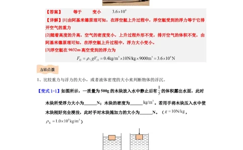 第16讲课时9.5物体的浮与沉（教师版）-八年级物理下册同步精品讲义（苏科版2025）_8下-初中物理苏科版(4)_06讲义