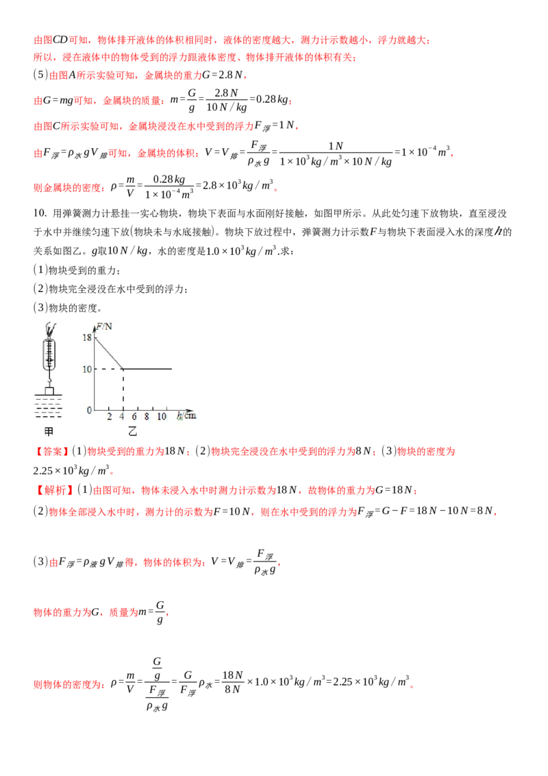 10.4浮力（解析版）_8下-初中物理苏科版(4)_赠送：旧版资料（和新版好多一样，仍具有很大参考价值）_02讲义_10.4+浮力-2022-2023学年八年级下册物理同步备课讲义+(苏科版)