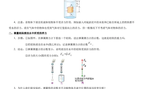 10.4浮力（解析版）_8下-初中物理苏科版(4)_赠送：旧版资料（和新版好多一样，仍具有很大参考价值）_02讲义_10.4+浮力-2022-2023学年八年级下册物理同步备课讲义+(苏科版)