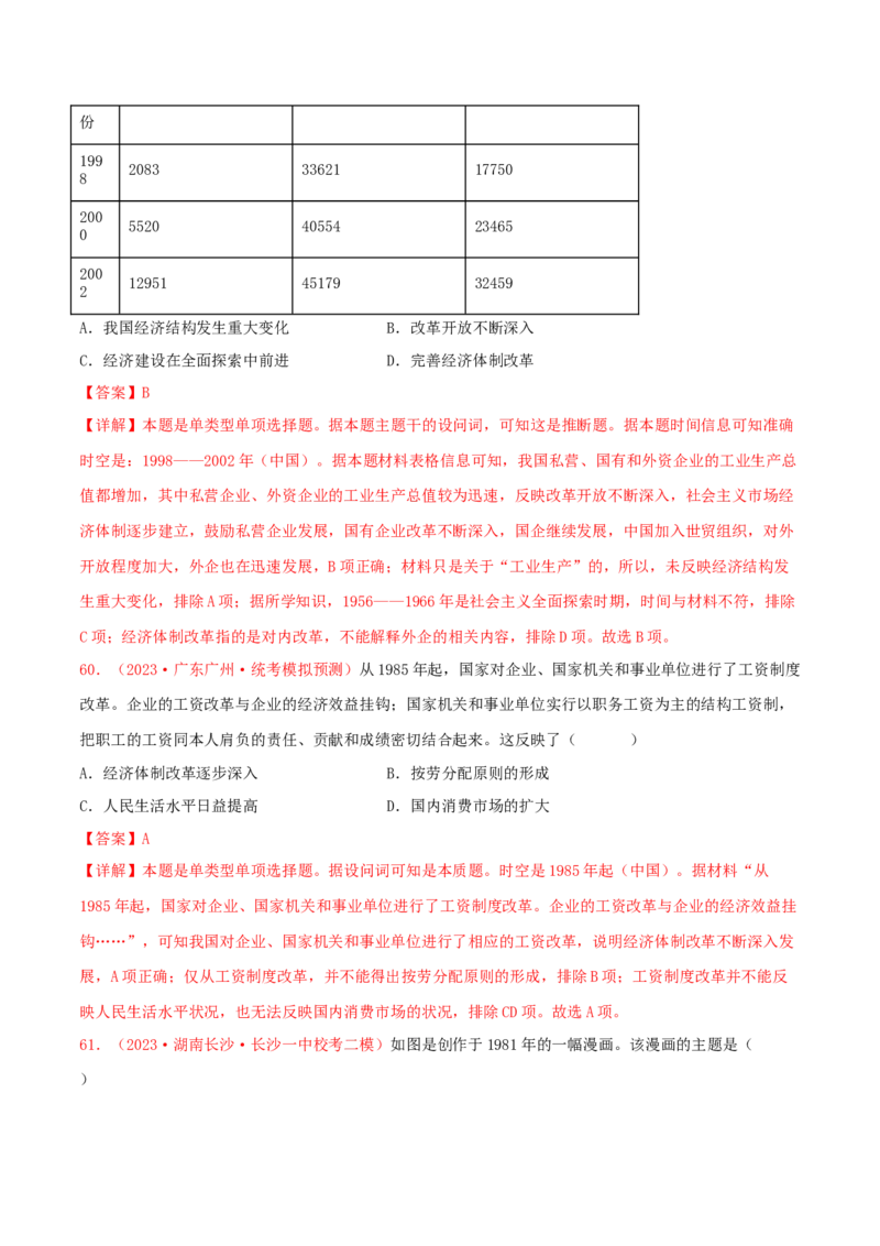 集训06中国现代史100题（2）（解析版）_07高考历史_2024年新高考资料_3.2024专项复习_备战2024年高考历史专项提分集训900题（统编版）