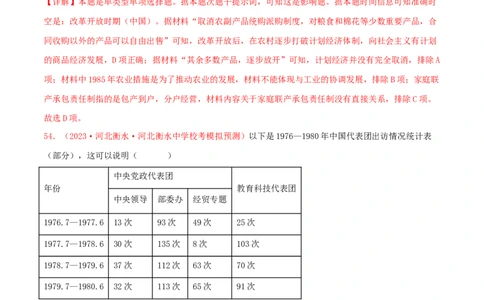 集训06中国现代史100题（2）（解析版）_07高考历史_2024年新高考资料_3.2024专项复习_备战2024年高考历史专项提分集训900题（统编版）