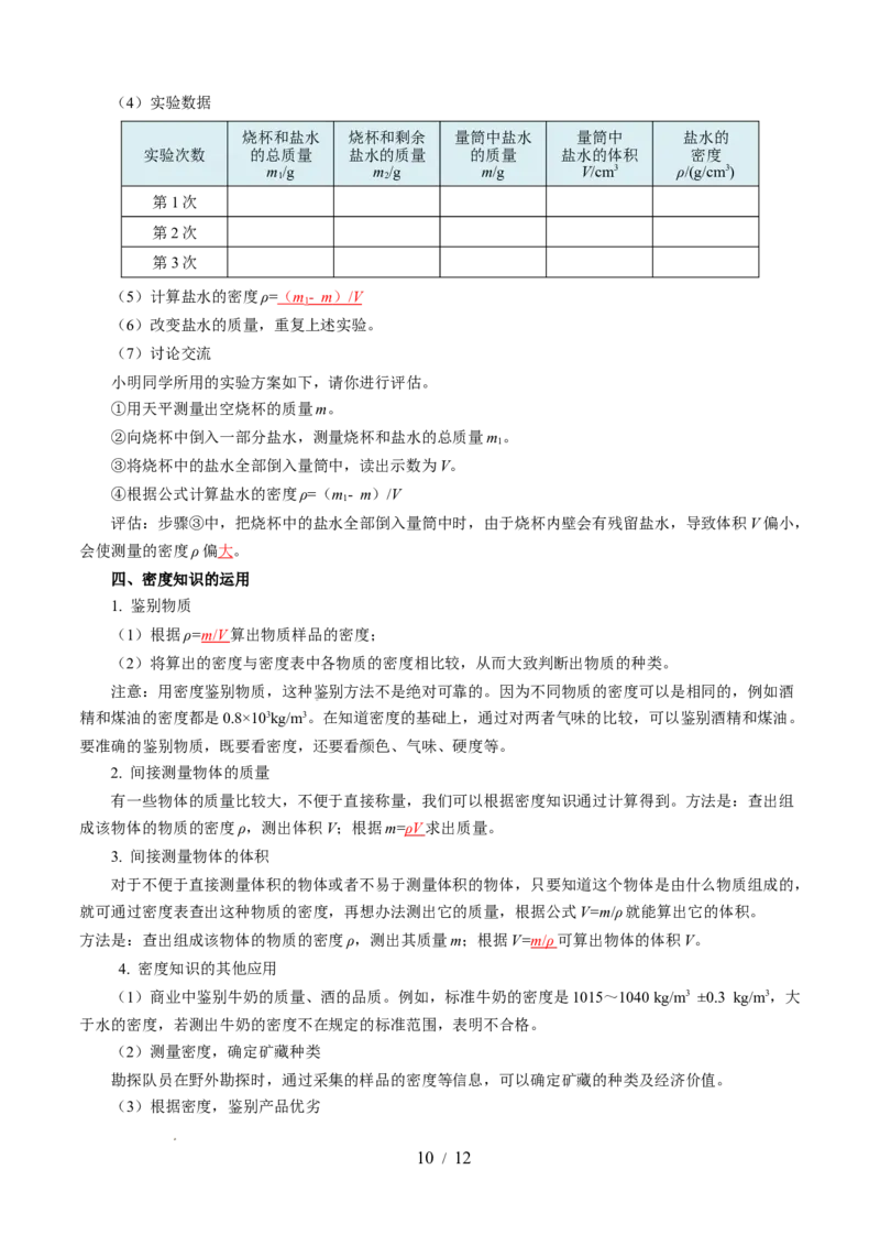 第六章物质的物理属性（知识清单）教师版(2)_8下-初中物理苏科版(4)_04知识清单_第2套