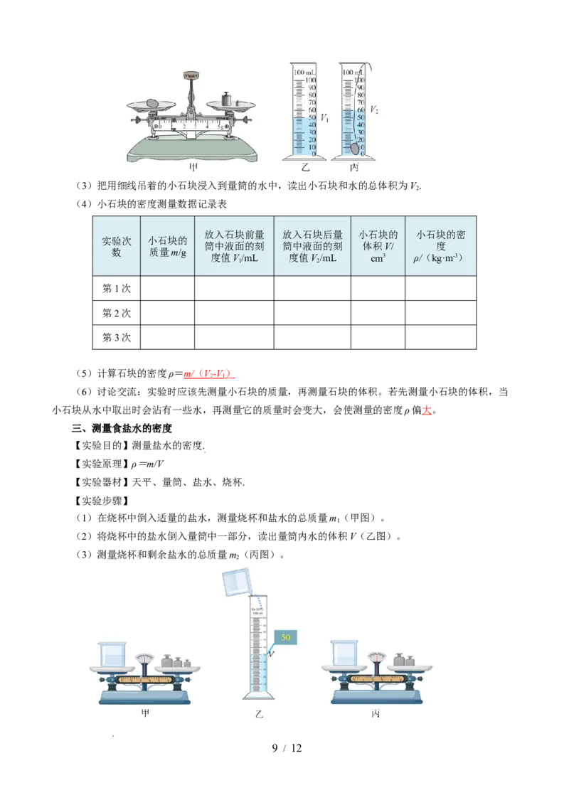 第六章物质的物理属性（知识清单）教师版(2)_8下-初中物理苏科版(4)_04知识清单_第2套