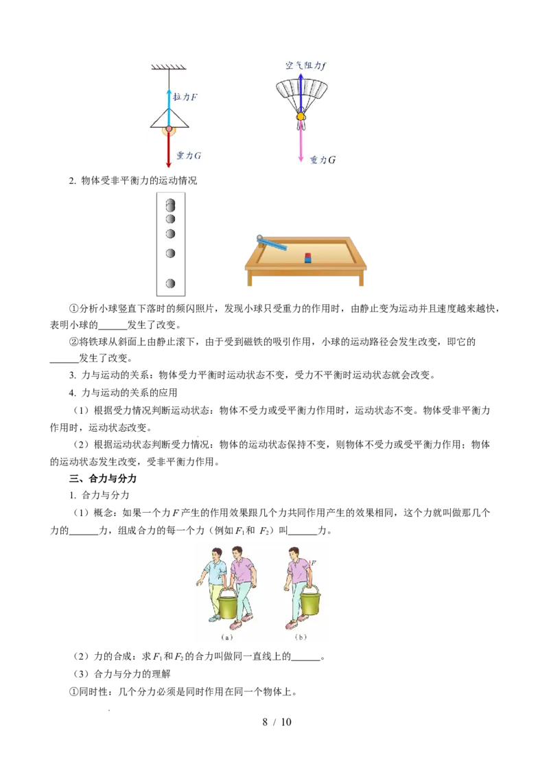 第八章力与运动（知识清单）学生版(2)_8下-初中物理苏科版(4)_04知识清单_第2套_第八章+力与运动（单元知识清单）-上好课八年级物理下册同步高效课堂（苏科版2024）