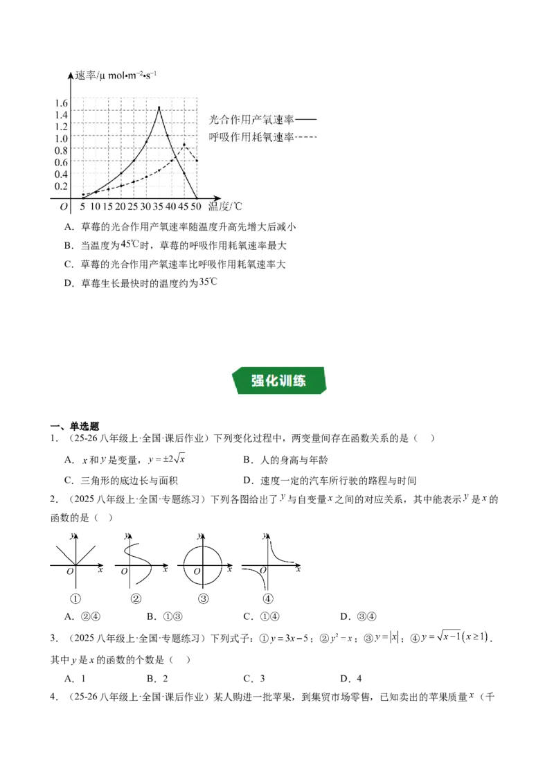 专题4.1函数（高效培优讲义）（学生版）_8上-北师大版初中数学_初中数学北师大8上-2025秋季新版_第二套推荐25_08专项讲练_北师大版2025秋培优专项讲义（更新中）