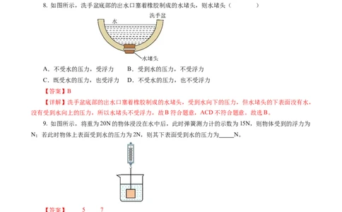 9.4浮力（第2课时）（分层作业）解析版(2)_8下-初中物理苏科版(4)_01课件+练习_9.4+浮力（第2课时）（分层作业）-上好课八年级物理下册同步高效课堂（苏科版2024）
