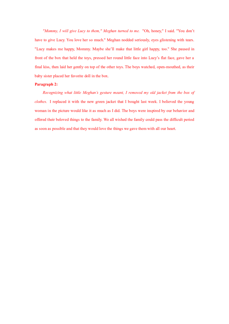 题型六读后续写（通用版）（解析版）_03高考英语_通用版（老高考）复习资料_2023年复习资料_二轮复习_2023高考英语二轮复习重难考点（新题型）突破（通用版）