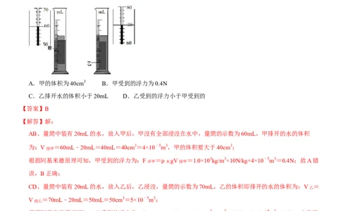 10.7专题浮力（解析版）_8下-初中物理苏科版(4)_赠送：旧版资料（和新版好多一样，仍具有很大参考价值）_02讲义_10.7+专题+浮力-2022-2023学年八年级下册物理同步备课讲义+(苏科版)