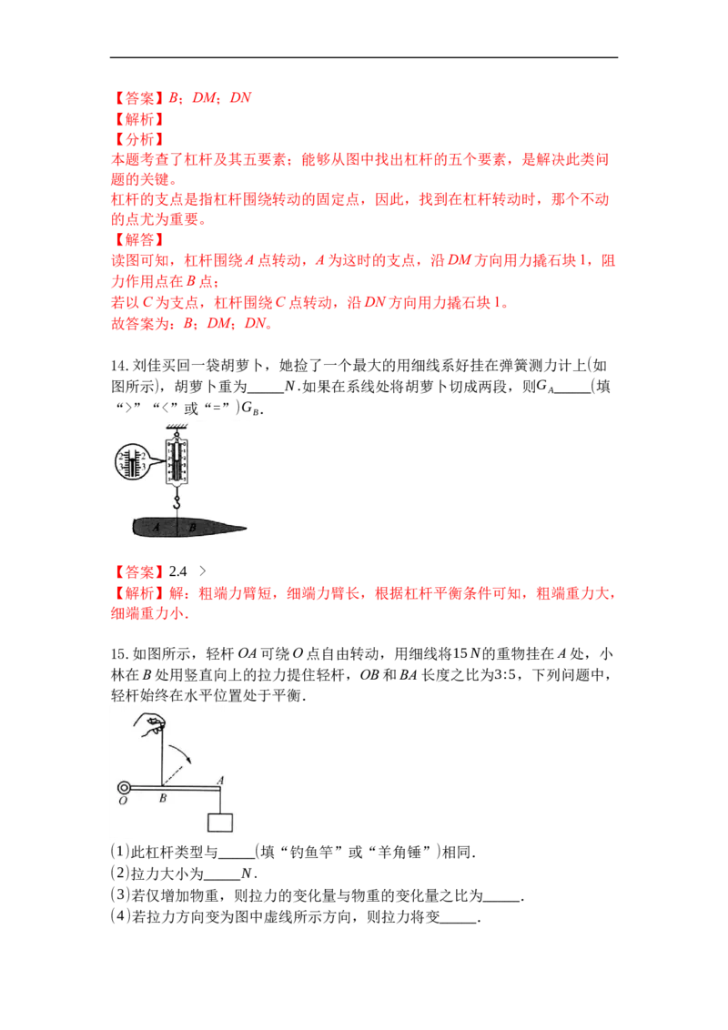专题01杠杆（解析版）_9上-初中物理苏科版(4)_赠送：旧版资料（和新版好多一样，仍具有很大参考价值）_05复习资料_2021-2022学年九年级物理上学期综合复习培优专训（苏科版）
