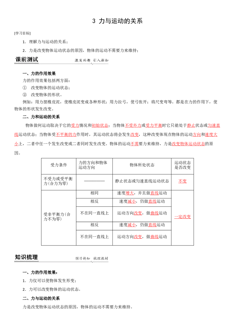 9.3力与运动的关系（解析版）_8下-初中物理苏科版(4)_赠送：旧版资料（和新版好多一样，仍具有很大参考价值）_02讲义_9.3力与运动的关系（解析版）
