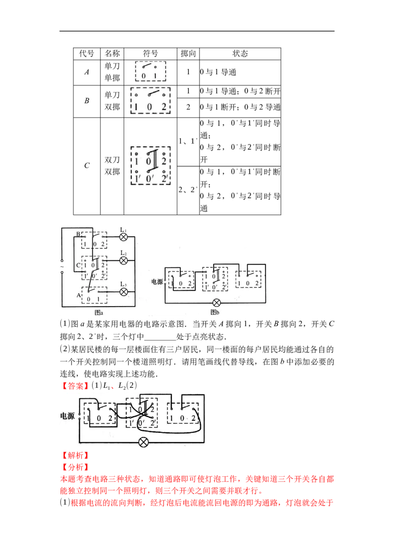 专题11电路连接的基本方式（解析版）-2021-2022学年九年级物理上学期综合复习培优专训（苏科版）_9上-初中物理苏科版(4)_赠送：旧版资料（和新版好多一样，仍具有很大参考价值）