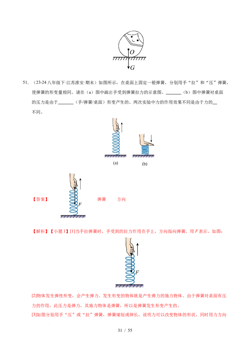 第7章力B卷专项卷（易错训练83题7大考点）（解析版）(1)_8下-初中物理苏科版(4)_02习题试卷_单元测试_第1套