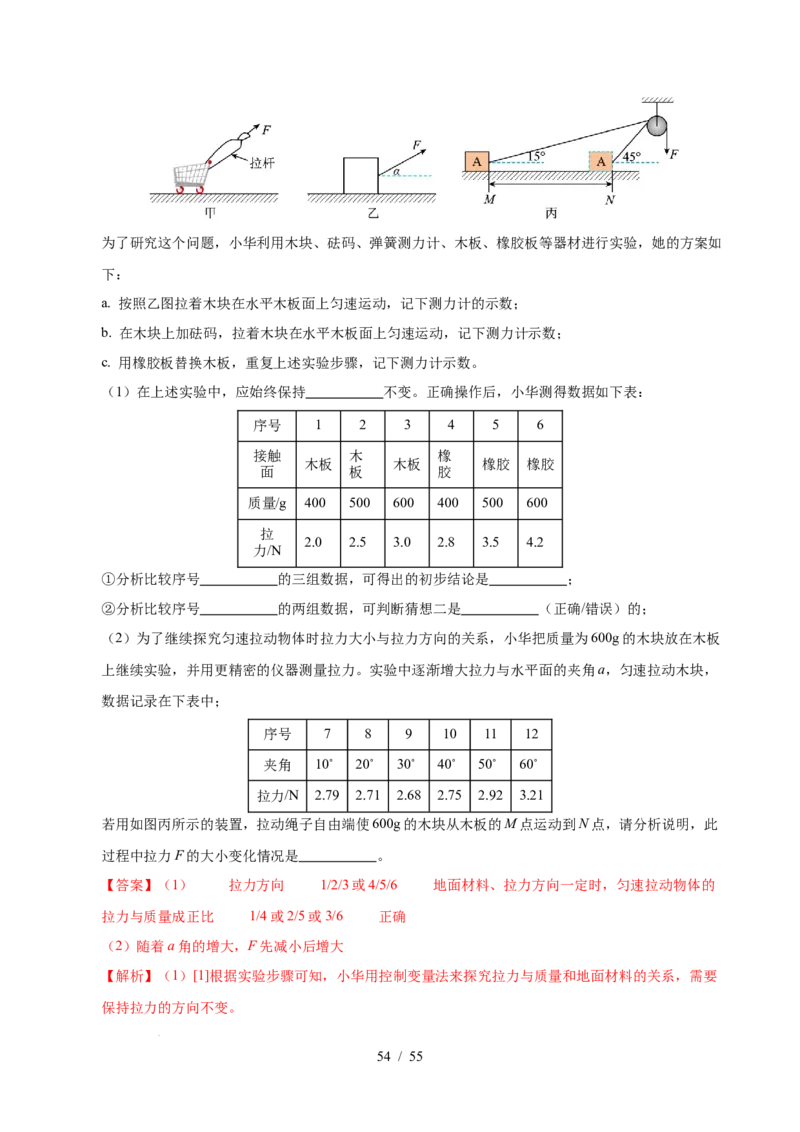 第7章力B卷专项卷（易错训练83题7大考点）（解析版）(1)_8下-初中物理苏科版(4)_02习题试卷_单元测试_第1套