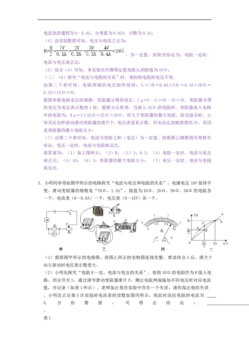 专题探究电流与电压、电阻的关系实验--2021-2022学年九年级物理上册知识点和分类专题练习同步教案（苏科版）-(解析版)_9上-初中物理苏科版(4)_03讲义