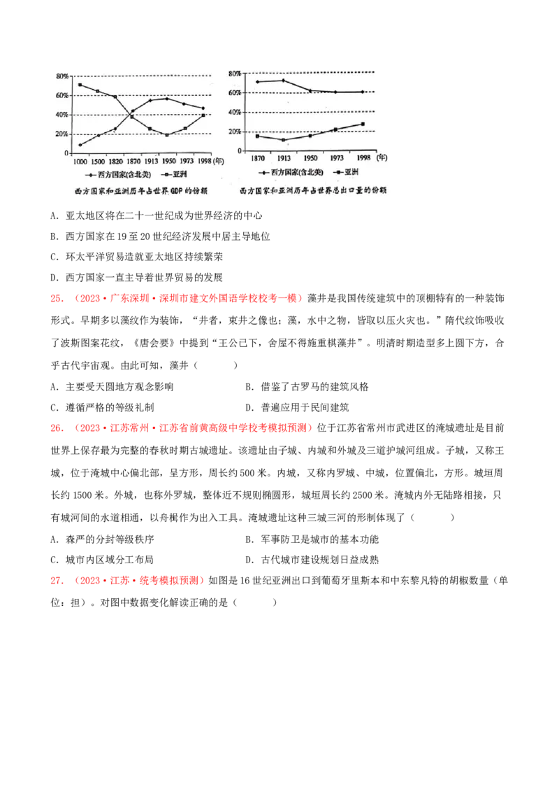 集训15选择性必修2：经济与社会生活100题（1）（原卷版）_07高考历史_2024年新高考资料_3.2024专项复习_备战2024年高考历史专项提分集训900题（统编版）