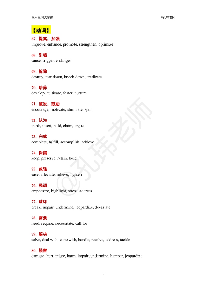 四六级140组同义替换@孔玮老师_英语四六级保存避免失效_最新更新，视频都在这_2026，6月六级速转存易和谐_0、2025年12月六级_04.笑过六级全程班周思成_00.讲义_干货资料