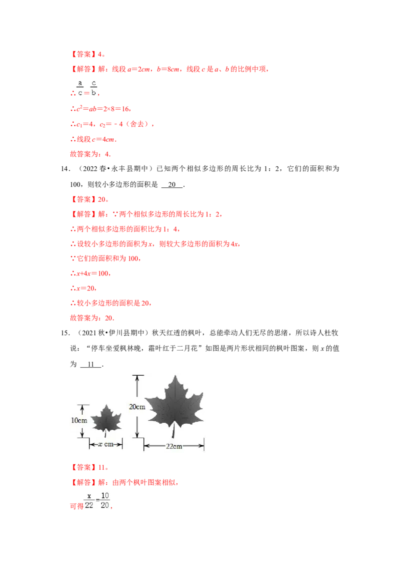 专题4.1图形的相似（能力提升）（解析版）_9上-北师大版初中数学_06专项讲练_2022-2023学年九年级数学上册《同步考点解读&bull;专题训练》（北师大版）