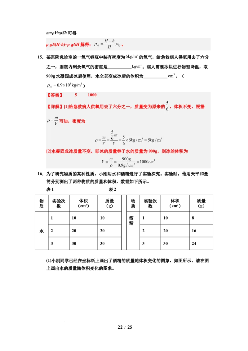 第02讲课时6.2密度（教师版）-八年级物理下册同步精品讲义（苏科版2025）_8下-初中物理苏科版(4)_06讲义