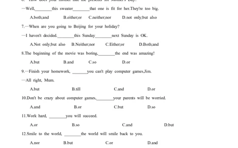 高考英语语法词汇专项突破：03并列连词与并列句强化训练+答案与解析_03高考英语_2024年新高考资料_3.2024专项复习_2024年高考英语语法词汇专项突破3139734_第十组并列连词与并列句