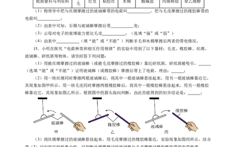 10.2静电现象（分层作业）（原卷版）(1)_8下-初中物理苏科版(4)_01课件+练习_10.2静电现象（分层作业）-上好课八年级物理下册同步高效课堂（苏科版2024）