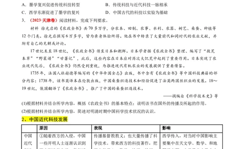 高考热点02科教兴国，强国之本（讲义）（原卷版）_07高考历史_2024年新高考资料_2.2024二轮复习_2024年高考历史二轮复习讲练测（新教材新高考）