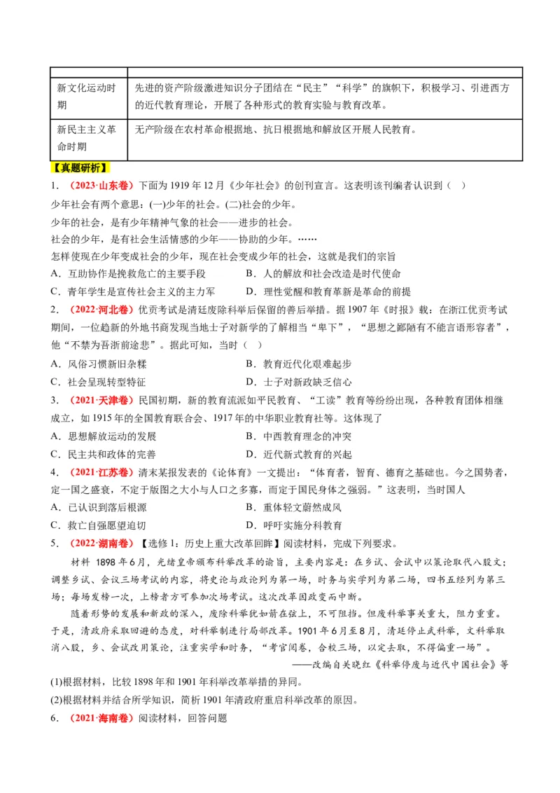 高考热点02科教兴国，强国之本（讲义）（原卷版）_07高考历史_2024年新高考资料_2.2024二轮复习_2024年高考历史二轮复习讲练测（新教材新高考）