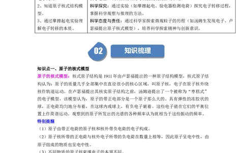 第19讲课时10.3探索更小的微粒（教师版）-八年级物理下册同步精品讲义（苏科版2025）_8下-初中物理苏科版(4)_06讲义