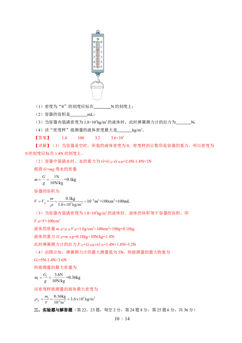 第七章力（单元测试）（解析版）(1)_8下-初中物理苏科版(4)_02习题试卷_单元测试_第2套_第七章力（单元测试）-上好课八年级物理下册同步高效课堂（苏科版2024）