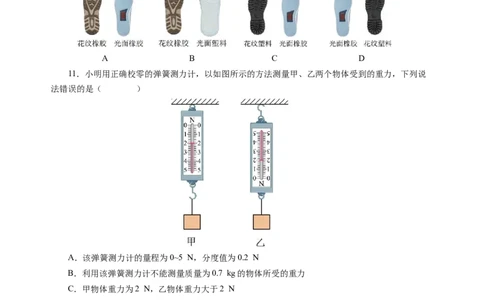 第七章力（单元测试）（原卷版）(1)_8下-初中物理苏科版(4)_02习题试卷_单元测试_第2套_第七章力（单元测试）-上好课八年级物理下册同步高效课堂（苏科版2024）