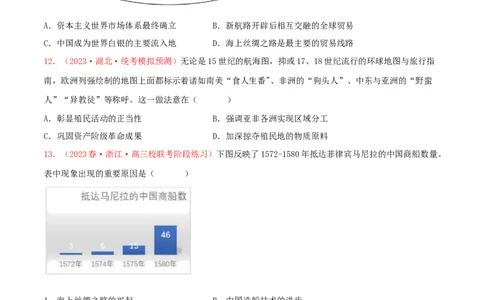集训09世界近代史100题（1）（原卷版）_07高考历史_2024年新高考资料_3.2024专项复习_备战2024年高考历史专项提分集训900题（统编版）