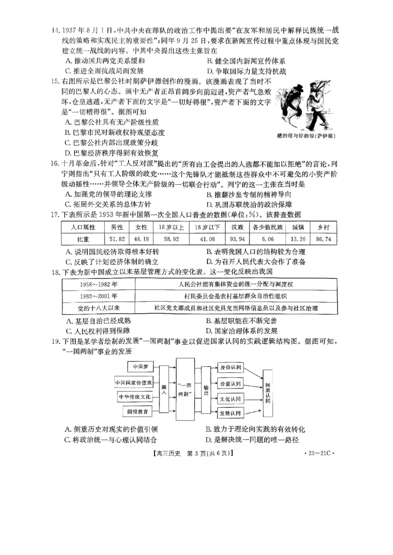 高三历史_20220929_07高考历史_历史高考模拟题_旧高考_2023年_2023河南省名校高三上学期阶段性考试（四）（21C，34C，38C）9.28-29历史