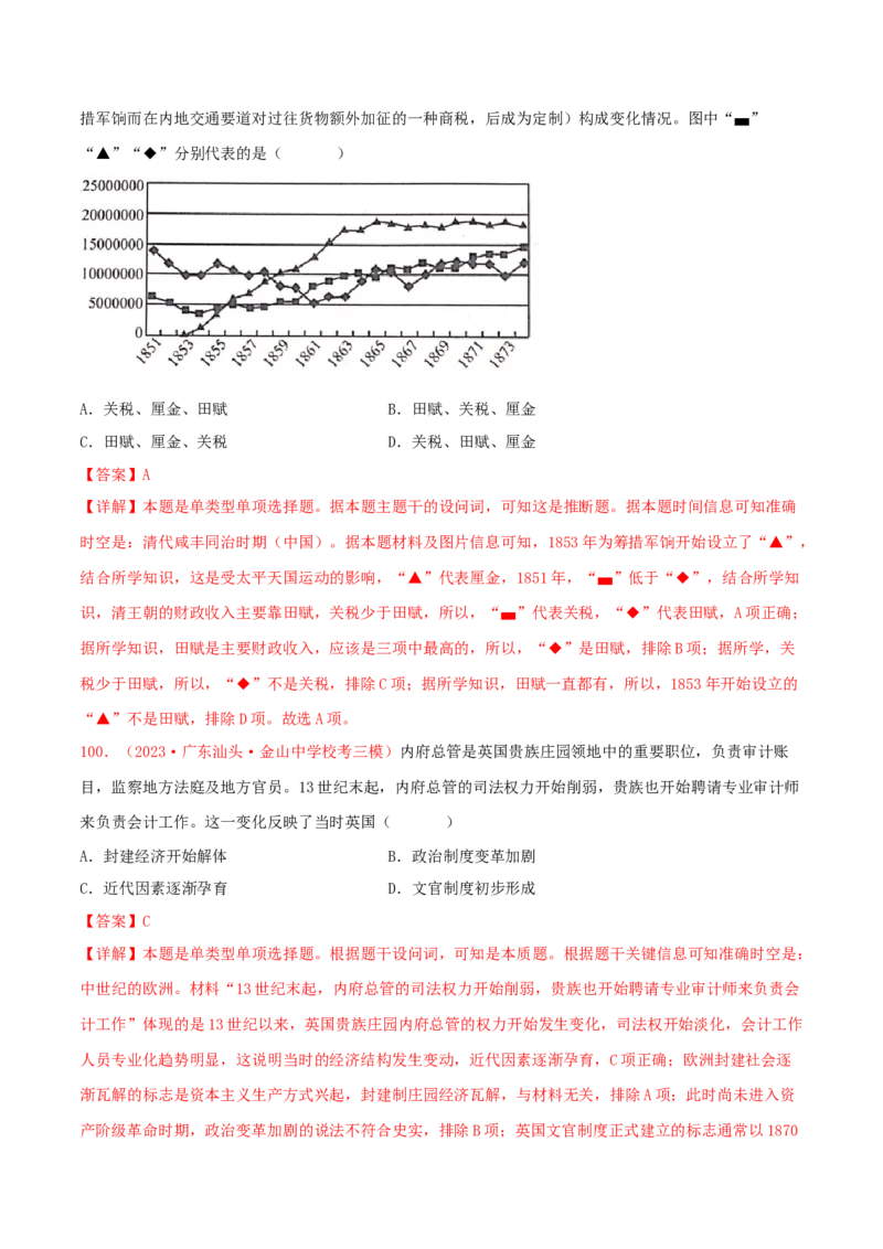 集训14选择性必修1：国家制度与社会治理100题（2）（解析版）_07高考历史_2024年新高考资料_3.2024专项复习_备战2024年高考历史专项提分集训900题（统编版）
